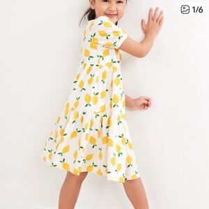 Hanna Andersson Tiered Lemon Print Swing Dress Sz 90cm 3T